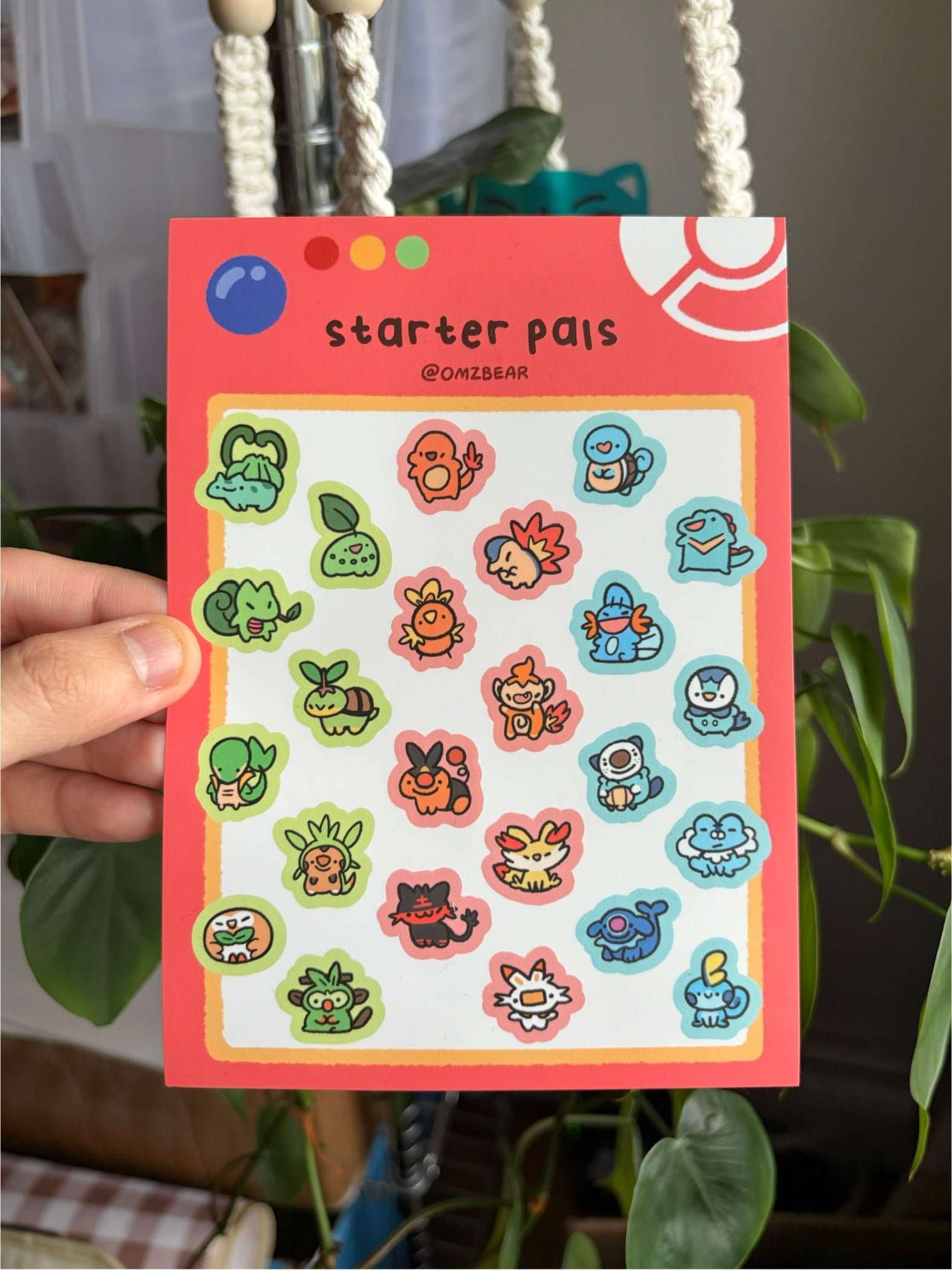 Pokemon Starter Sticker Sheet