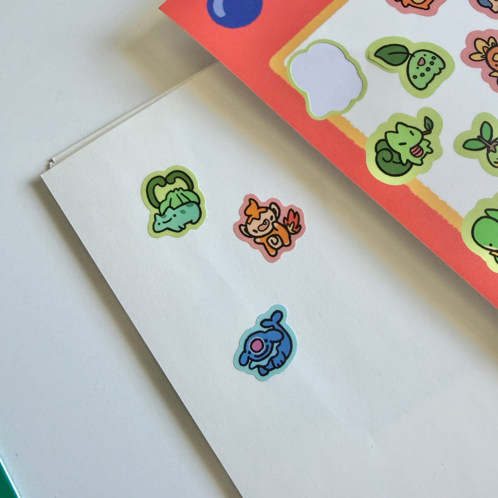 Pokemon Starter Sticker Sheet