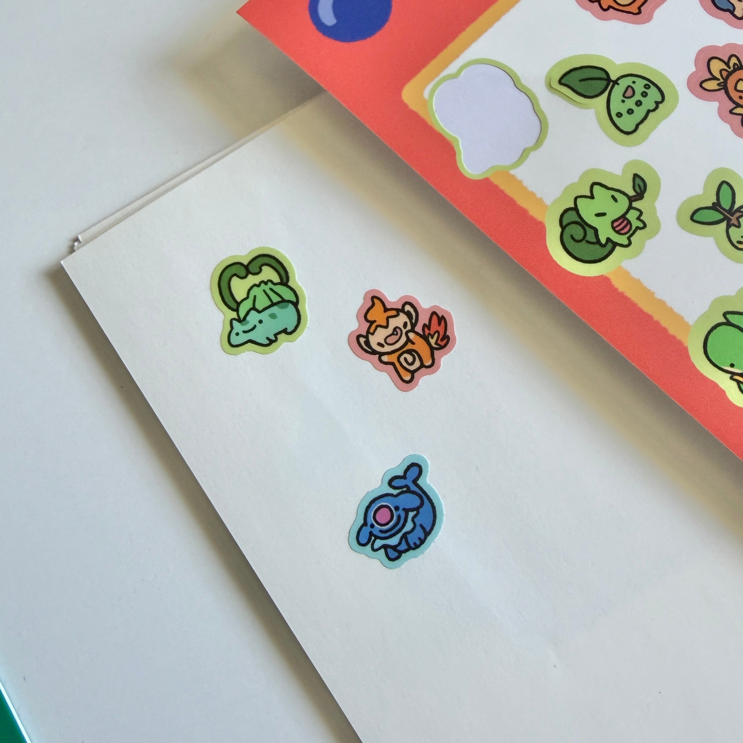 Pokemon Starter Sticker Sheet
