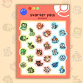 Pokemon Starter Sticker Sheet
