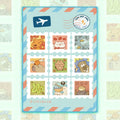 Animal Stamp Sticker Sheet