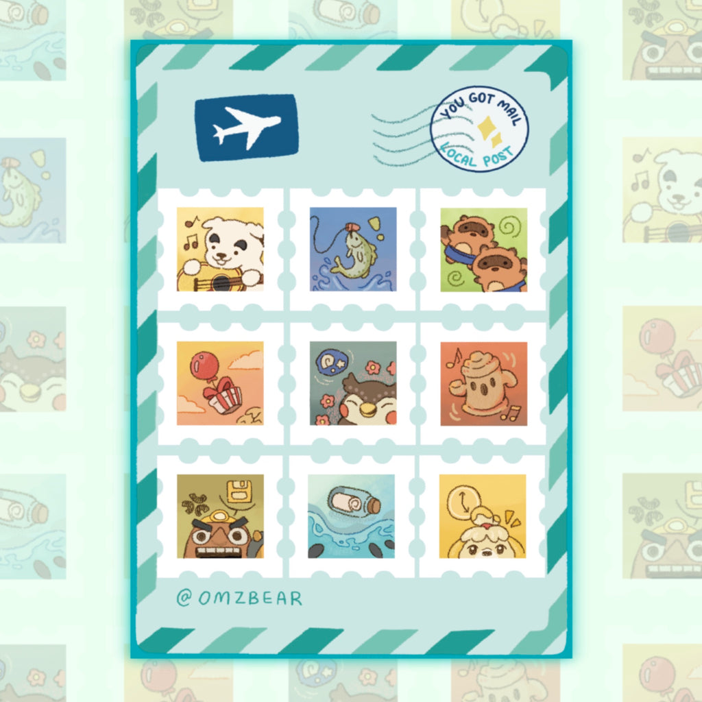 Animal Crossing Stamp Sticker Sheet