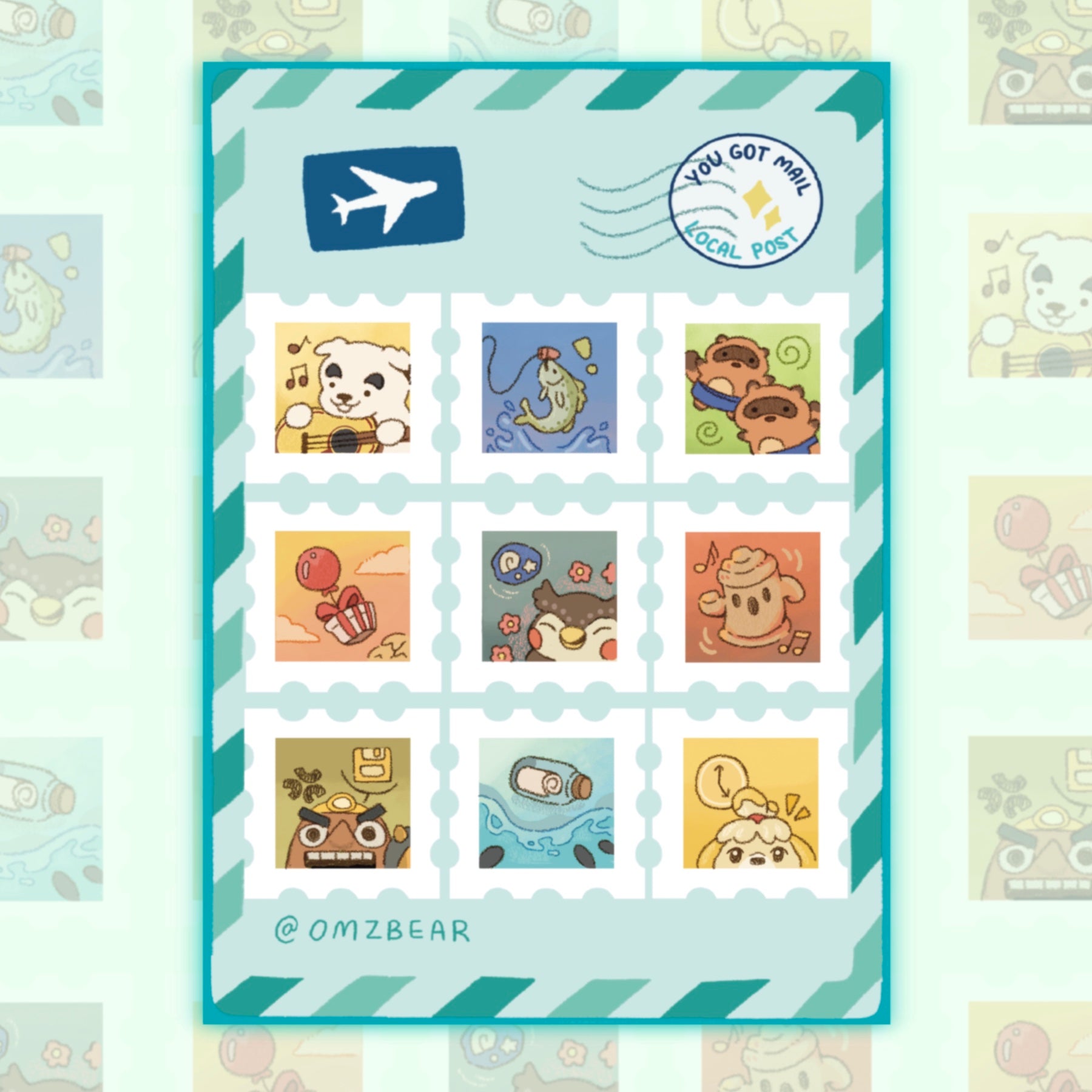 Animal Crossing Stamp Sticker Sheet